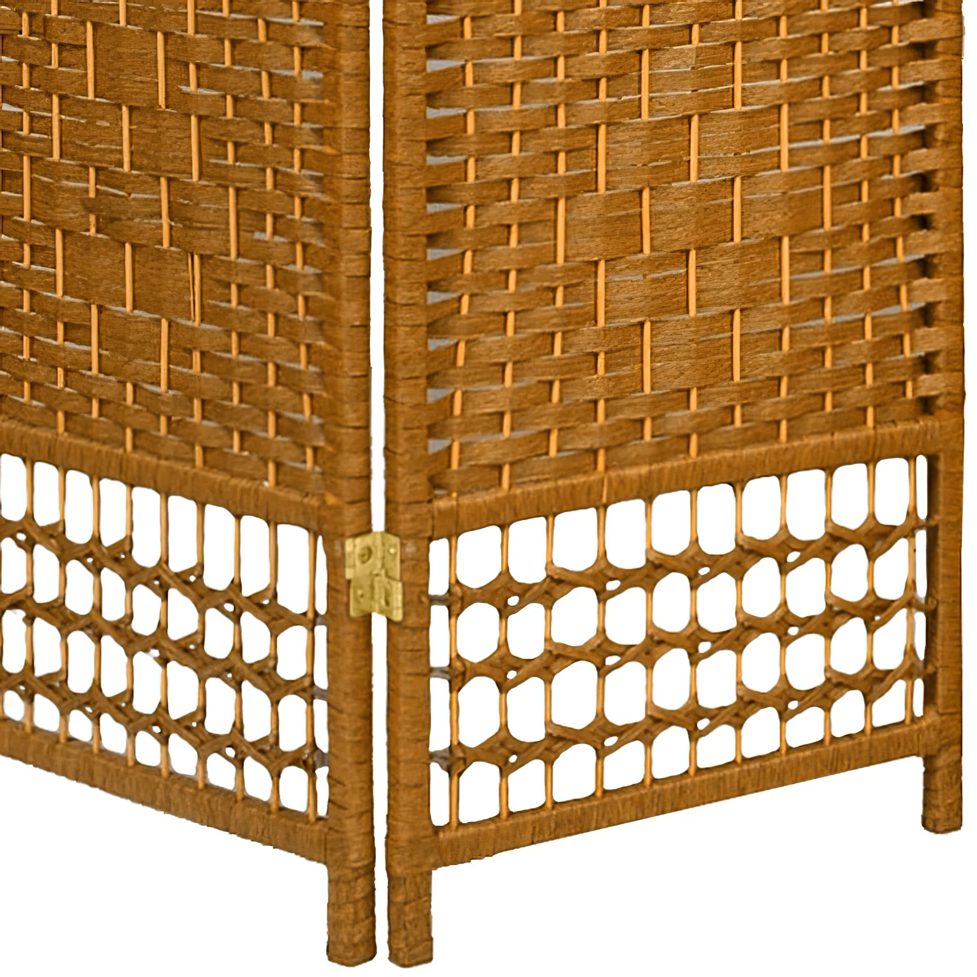 Oriental Furniture 4 ft. Tall Fiber Weave Room Divider, light beige, 6 panel