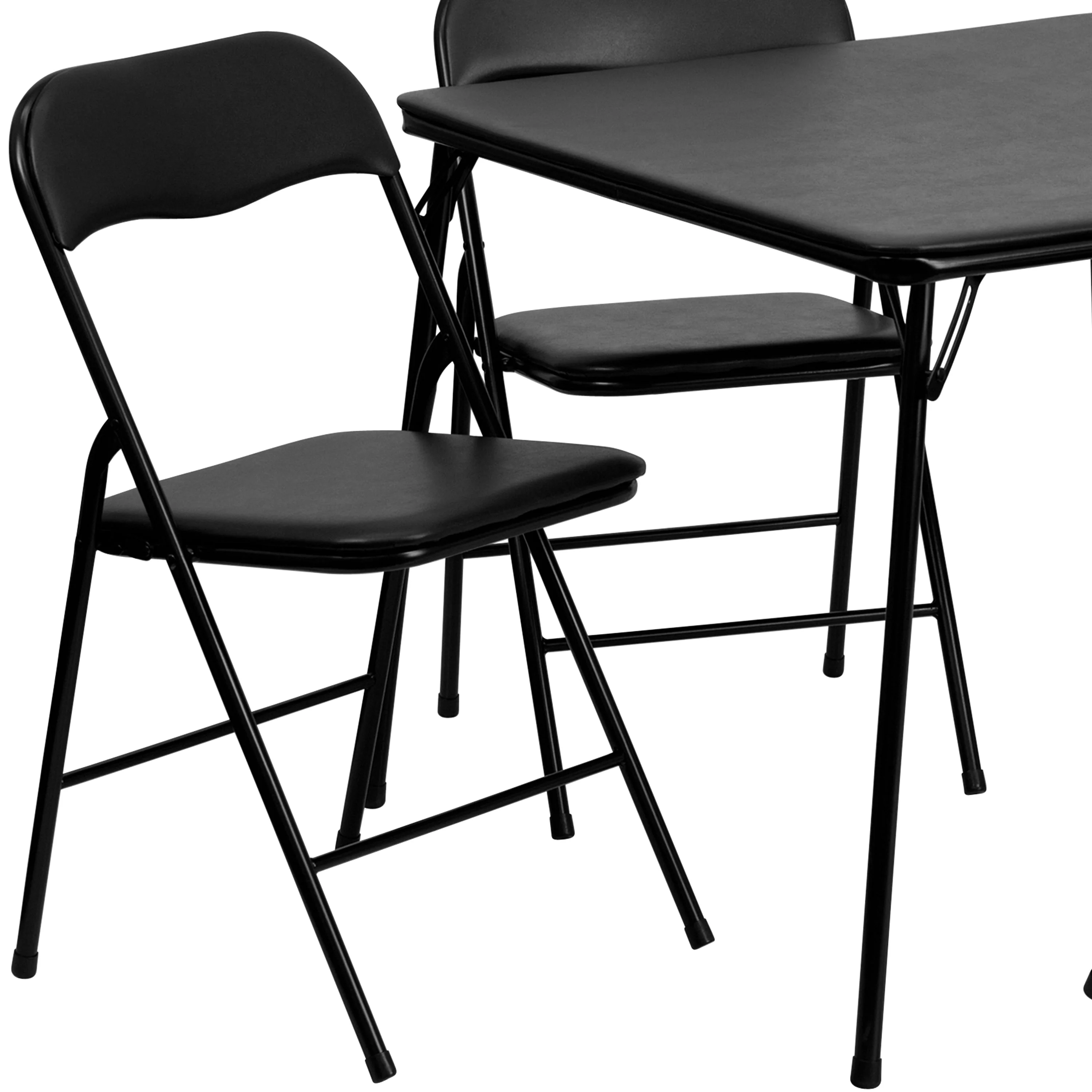 Emma + Oliver 5 Piece Black Folding Game Room Card Table and Chair Set - Radiant Selections