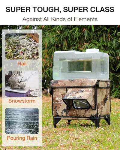 Indestructible Heated Cat House for Outside Winter, 100% Waterproof, Safe Escape Door