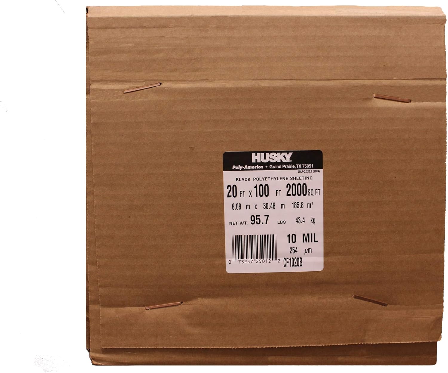 Poly-America (20'x100') Husky Contractor's Choice Black Plastic Sheeting 10 Mil. Thickness (CF1020) Polyethylene Plastic BEST FOR Overspray Shield