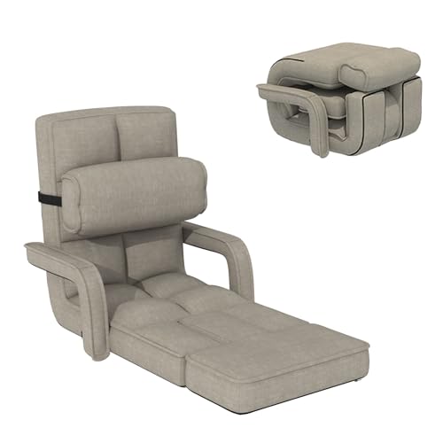 Esright Floor Chair, Padded Folding Gaming Chair with 14-Level Adjustable Backrest