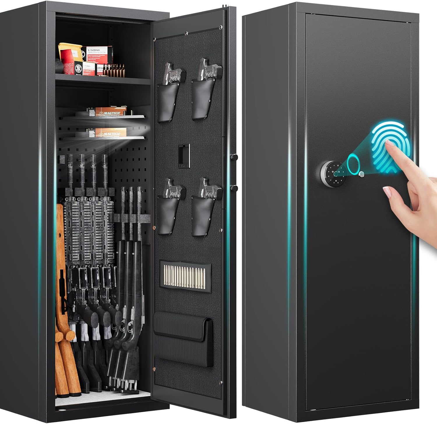 13-15 Rifle Gun Safe,Biometric Gun Safes for Home Rifles and Pistols, Large Unassembled Rifle Safe with 3 Removable Gun Racks