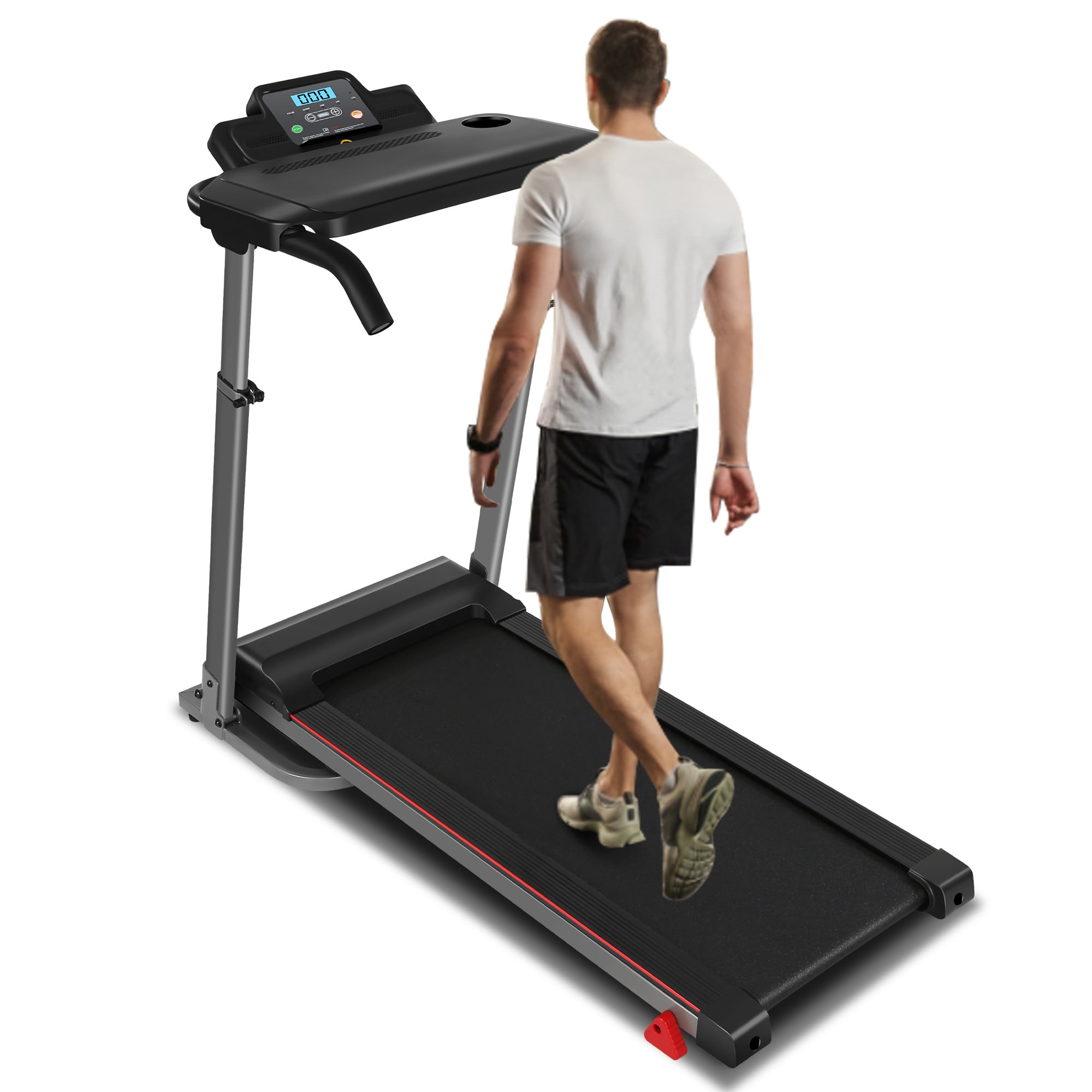 300Lbs Treadmill with Desk - 2.5 HP Portable Folding Treadmill for Home, Running Machine with Incline（Gray）