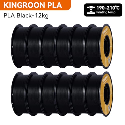 Kingroon PLA 3D Printer Filament, 12Rolls, Dimensional Accuracy +/- 0.03 mm, 12kg Spool(26.4lbs)
