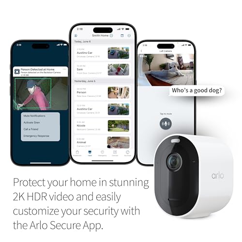 Arlo Pro 5S Spotlight Security Camera 2K HDR | Outdoor | Wireless | Dual-Band Wi-Fi Connects to Strongest Network |12X Zoom, 2-Way Audio, Siren