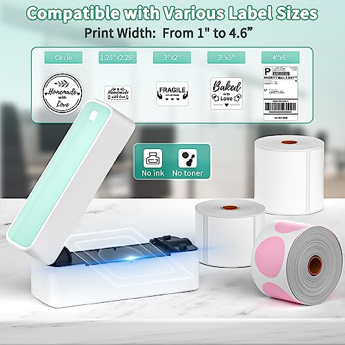 Phomemo Bluetooth Thermal Label Printer, 241BT 4X6 Wireless Shipping Label Printer for Small Business, Pink Label Printer for Shipping Package