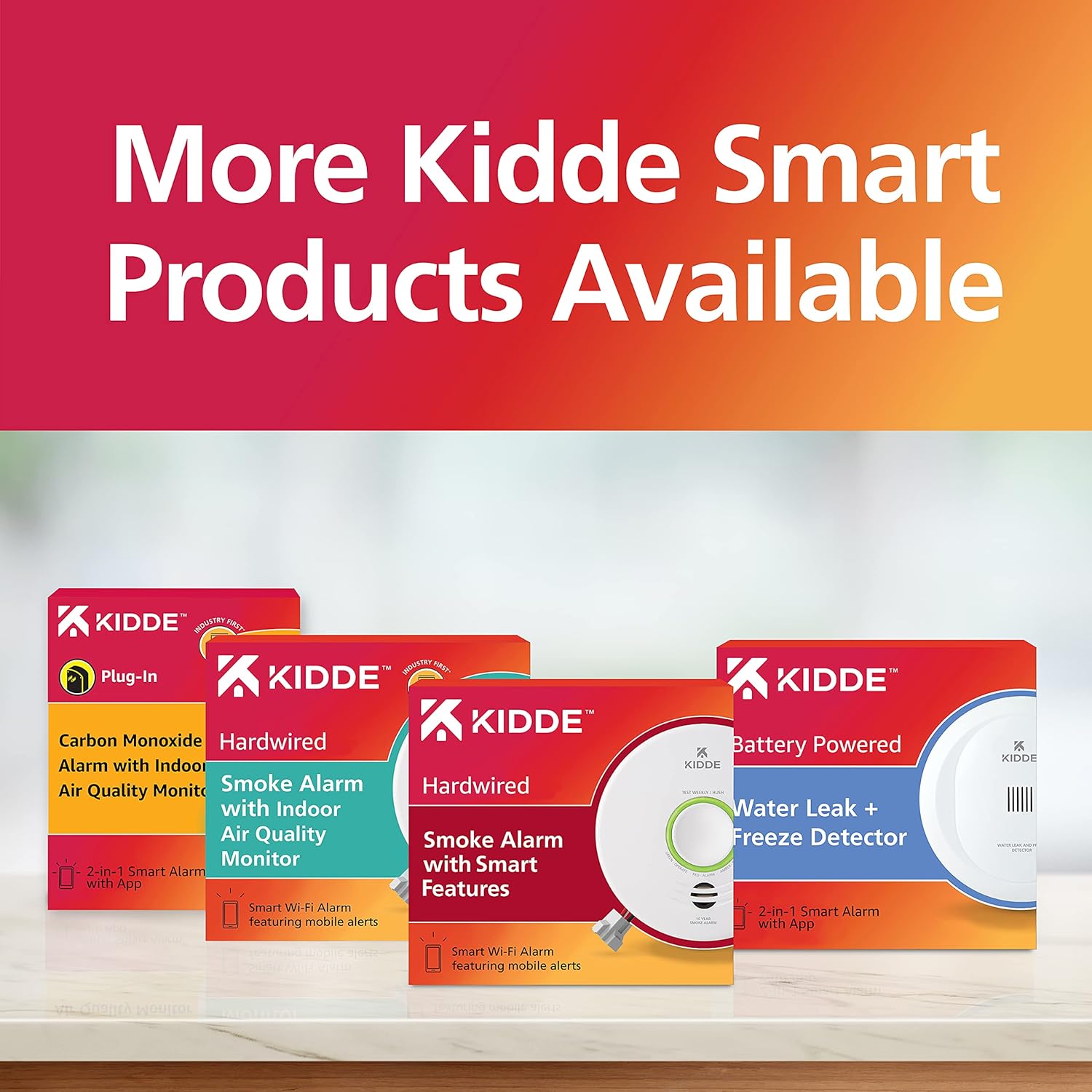 Kidde Smart Smoke Detector, WiFi, Alexa Compatible Device, Hardwired w/Battery Backup, Voice & App Alerts, 2 Pack