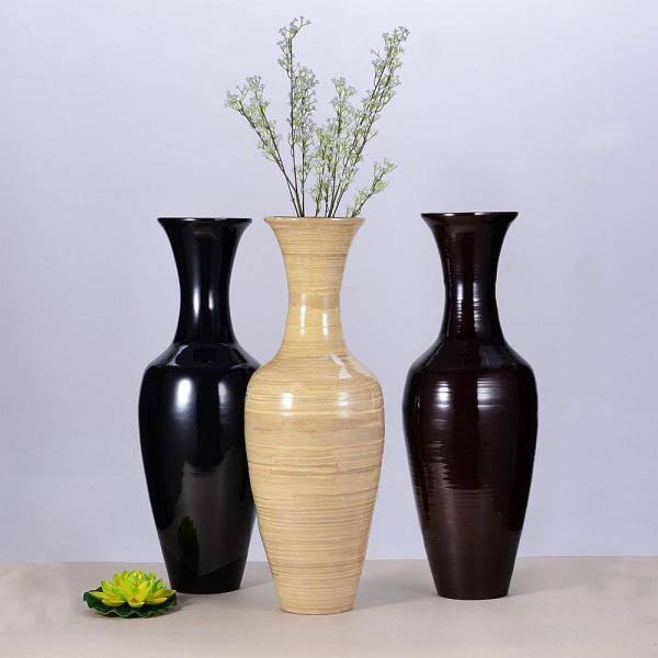 Villacera 28 in. Natural Decorative Handcrafted Classic Bamboo Urn Floor Vase