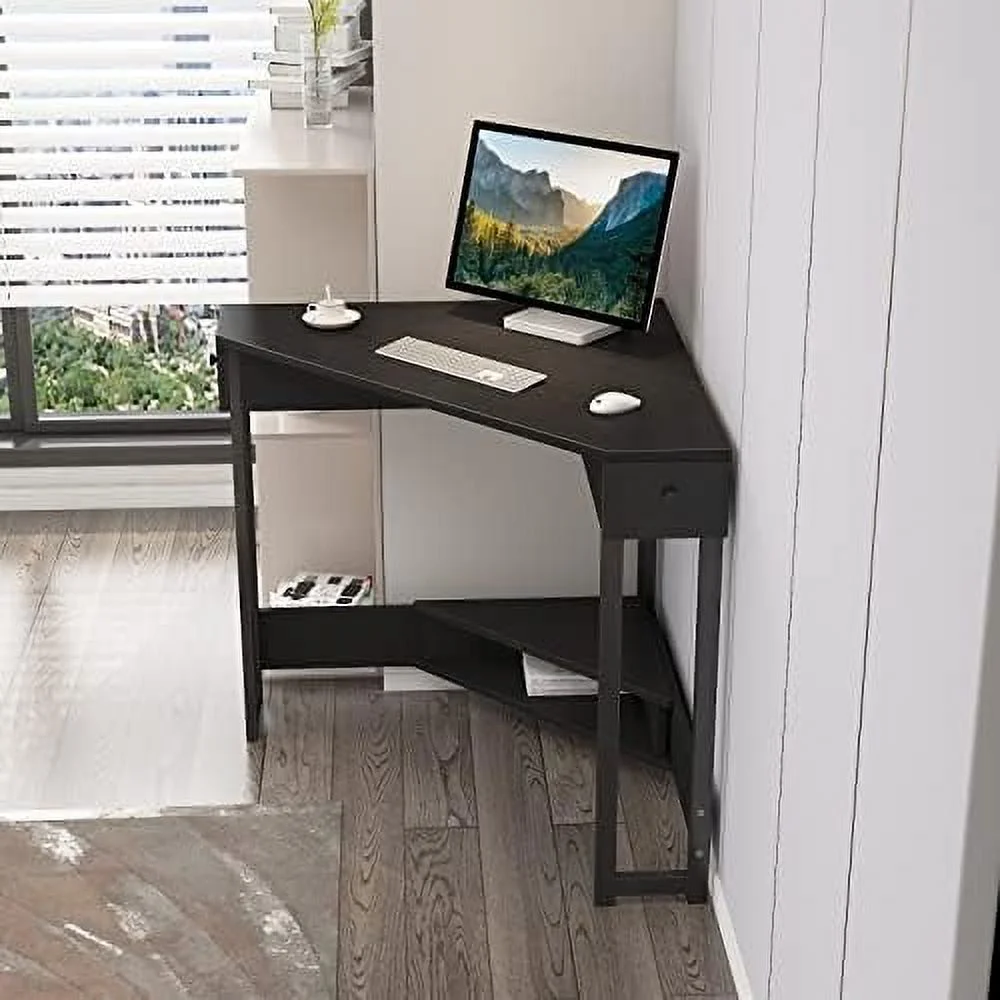 YZboomLife Corner Desk 31.5 Inch Triangle Computer Desk  Workstation with Drawer for Small Space  Small Corner Desk Space Saving with   for Home