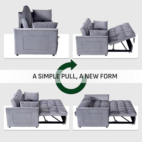 FLEXISPOT XCT4 Convertible Sofa Bed, 3-in-1 Loveseat Sofa Couch with Adjustable Backrest, Pull Out Couch with 2 Pillows & 2 Side Pockets
