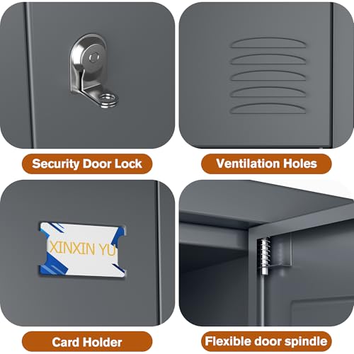 6 Door Metal Storage Locker 18 Hooks,Metal Locker for Employees with Lock for School Garage Office Gym Bedroom,Assembly Required