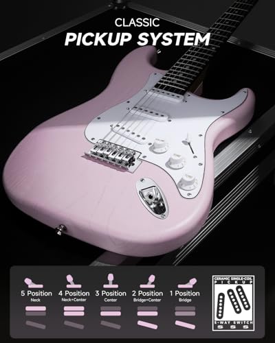 DONNER DST-80 Electric Guitar 39” Beginner Electric Guitar Kit with Amp, Classic SSS Pickup Complete with Gig Bag, Tuner, Capo, Strap, Picks