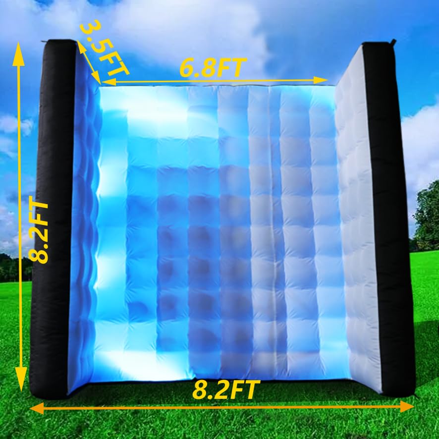 White Inflatable Photo Booth Wall with Led Lights(16 Colors Changing), Inflatable Tent(8.3x4x8.3 ft) Inner Air Blower for Parties Anniversary Events