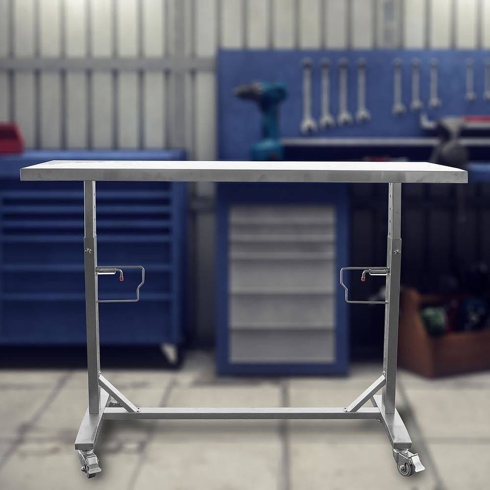 Sportsman Stainless Steel Adjustable Height Work Kitchen Utility Table with Locking Casters, Silver