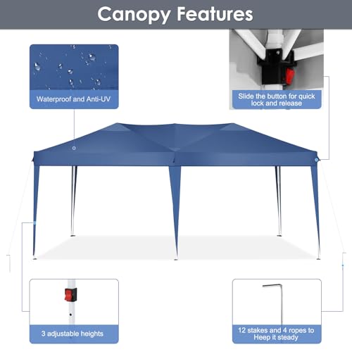 COBIZI Canopy 10x20 Pop Up Canopy Tent with 6 Sidewalls Party Tents for Parties Weddings Backyard Waterproof Canopy Outdoor Commercial Canopy Event