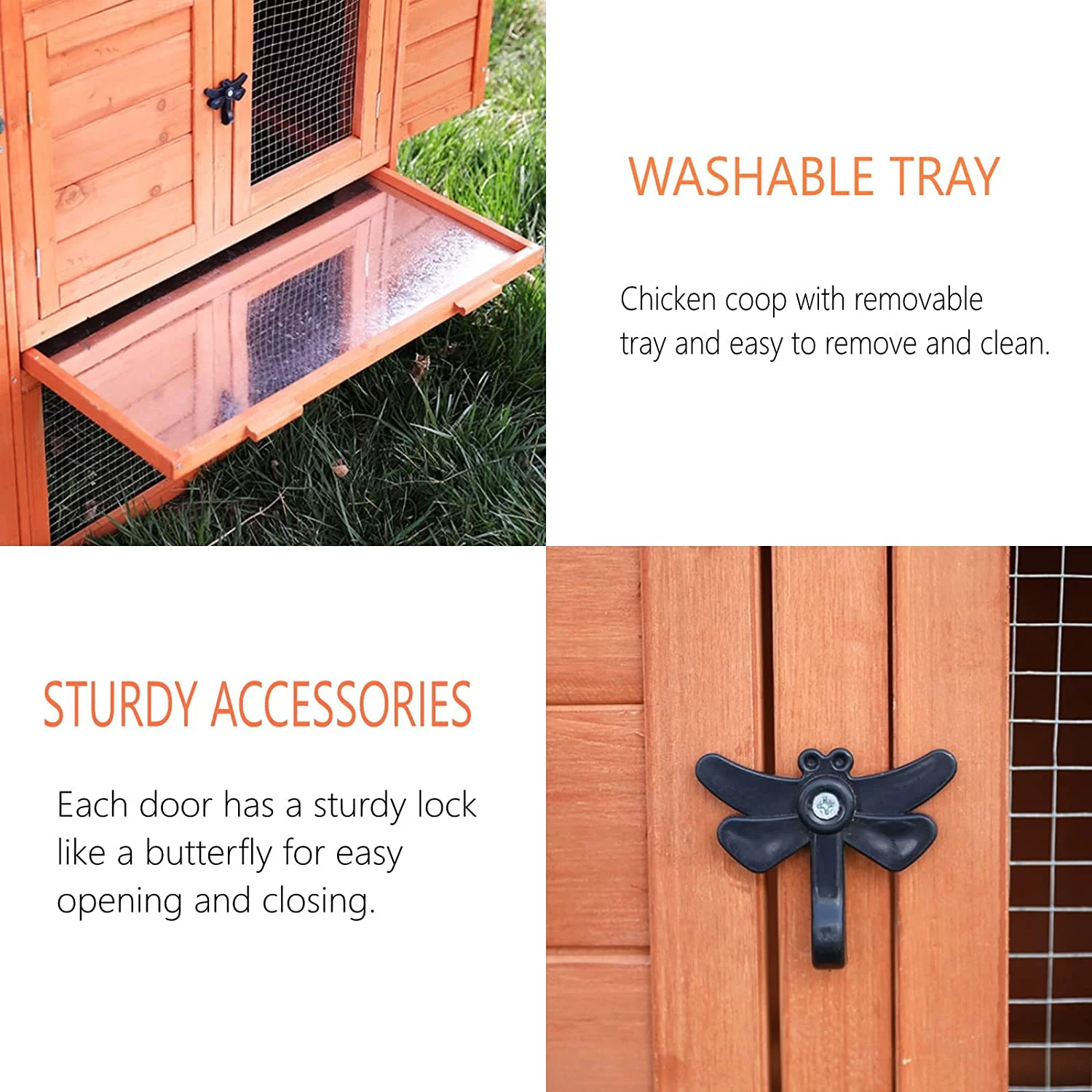 Arlopu 65" Chicken Coop, Outdoor Wooden Poultry Cage, Multi-Level Hen House with Ramp, Nesting Box, Removable Tray & Weatherproof Asphalt roof