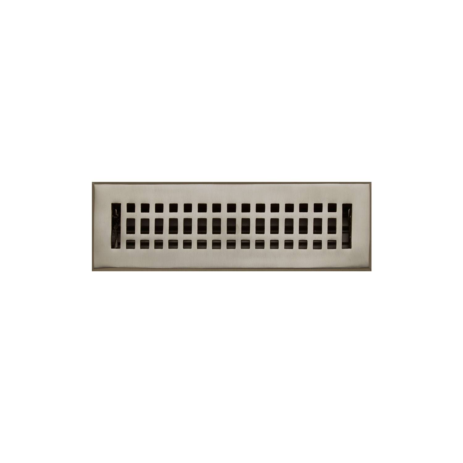 Contemporary Brass Floor Register - Brushed Nickel 2-1/4x22 x 10x22 (3-7/8x22 x 11-1/2x22Overall) | Signature Hardware 357361