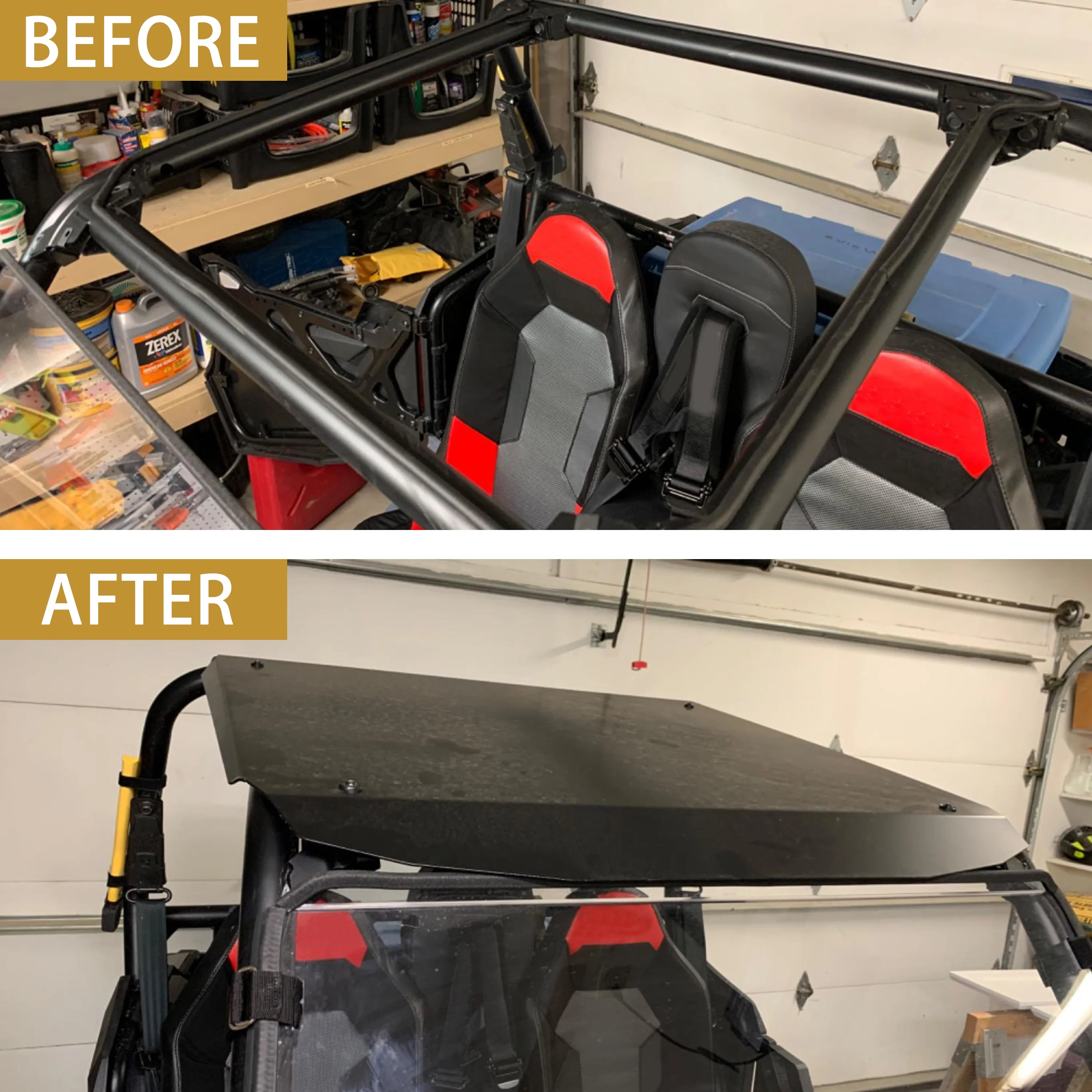Kojem Aluminum Roof Fit for Polaris RZR 900 900S 1000S XP1000 Turbo 2014-2022 2 Door Model Low Profile  HARD TOP Black Powder Coat