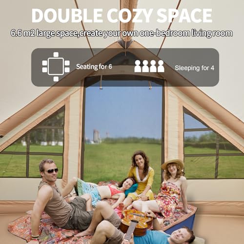 SHANQUAN Inflatable Tent with Pump,4-6 Person Instant Glamping Camping Tents House