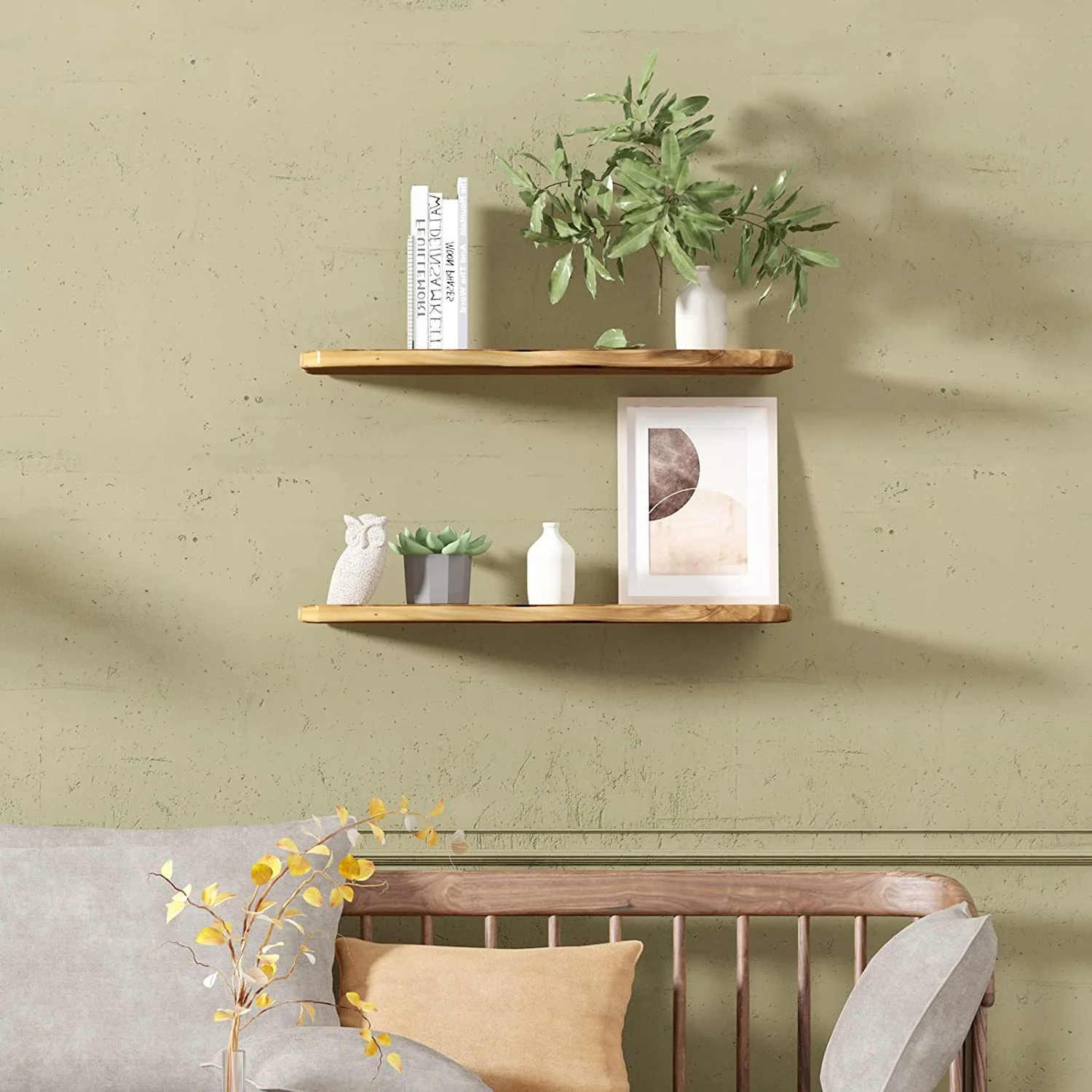 24 Inch Cedar Natural Edge Floating Shelf Set Of 2