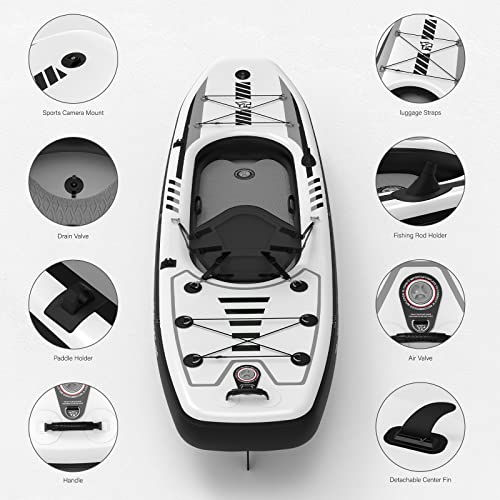 10.2'x35''x8'' Inflatable Kayak with Detachable Seat, SUP-Kayak Set Includes Hand Pump/Aluminum Oar/Backpack