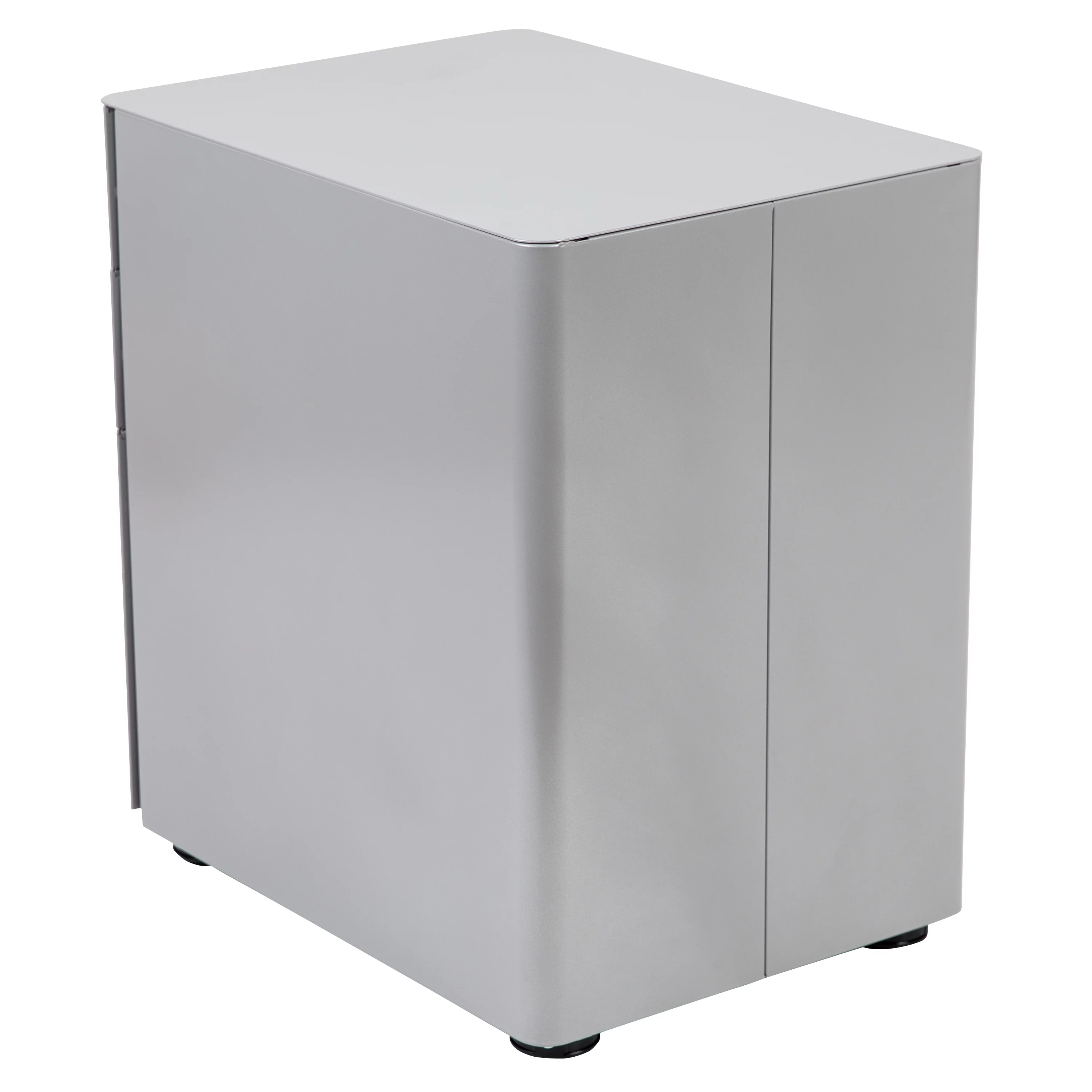 BizChair Modern 3-Drawer Mobile Locking Filing Cabinet with Anti-Tilt Mechanism and Hanging Drawer for Legal & Letter Files, Gray