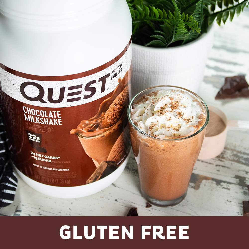 Quest Nutrition Chocolate Milkshake Protein Powder, Low Carb, Gluten Free, Soy Free, 48 Ounce (Pack of 1) Pack of 2