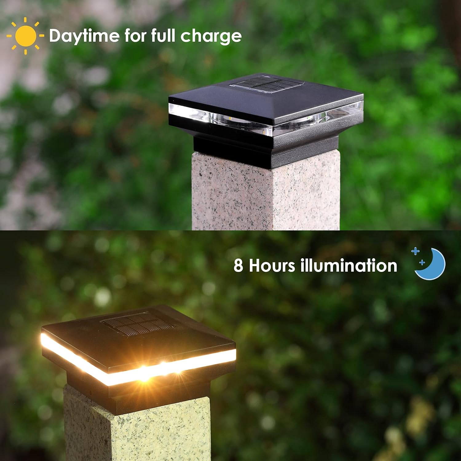 Solar Post Cap Lights, 8pcs Outdoor Fence Post Lights for Patio, Deck, Pathway and Garden Decoration