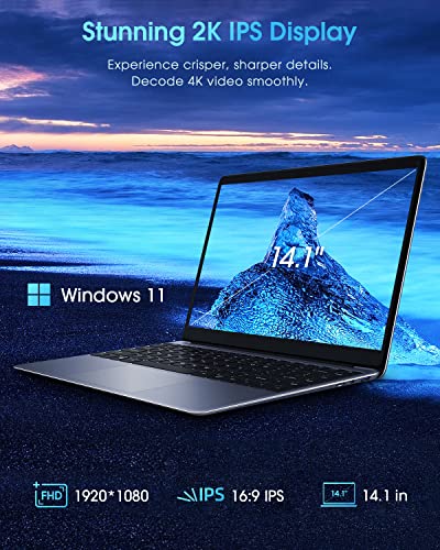 CHUWI HeroBook Pro 14.1'' Laptop, 256GB SSD 8GB RAM, Windows 11 Laptop, 1TB SSD Expand, Intel Celeron N4020(up to 2.8GHz), 2K FHD IPS Display