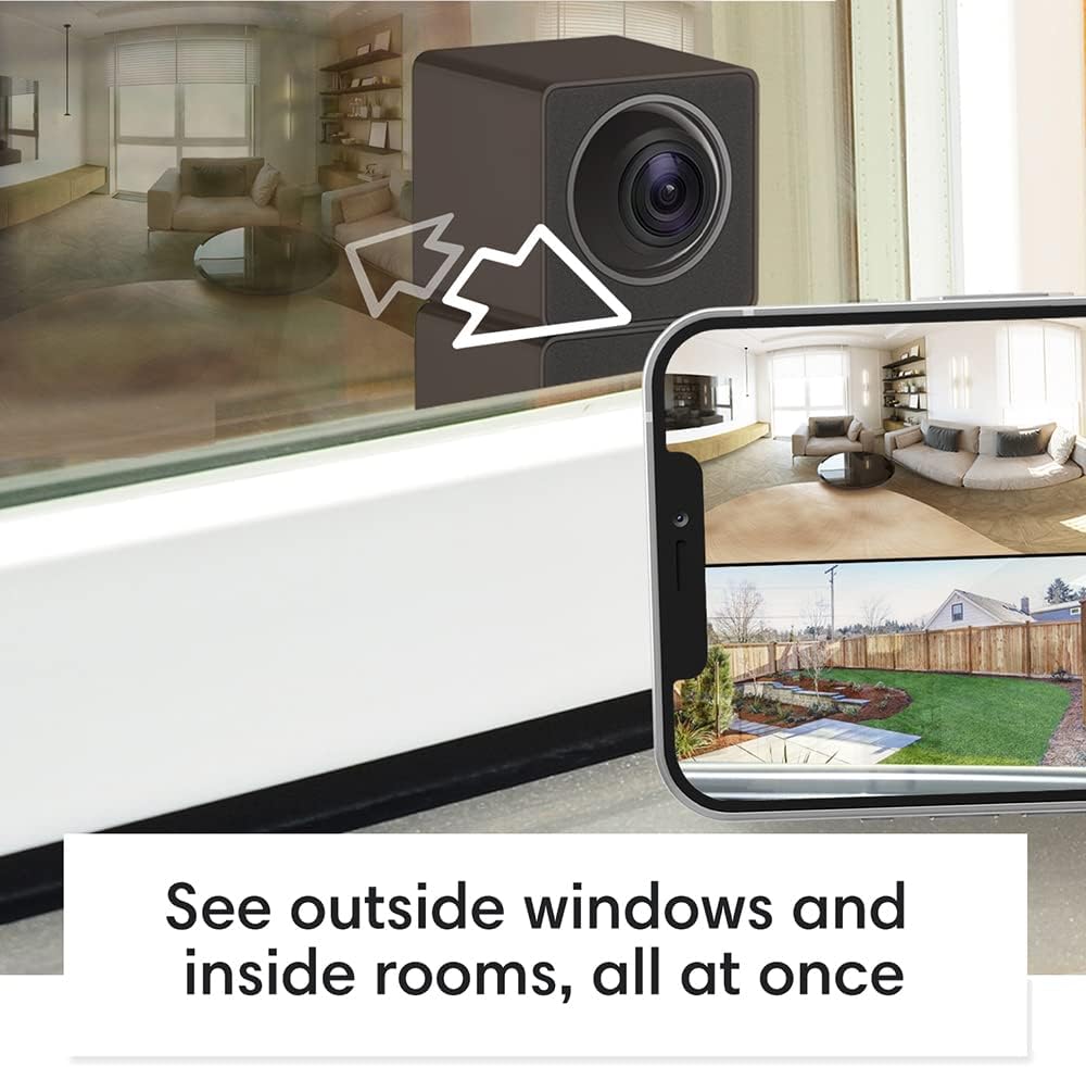 Tobicam Indoor Security Camera Shows 4 Views All at Once (2 Cams Built-in 1) Plug-in Smart Camera for Home Security, 1080P HD WiFi