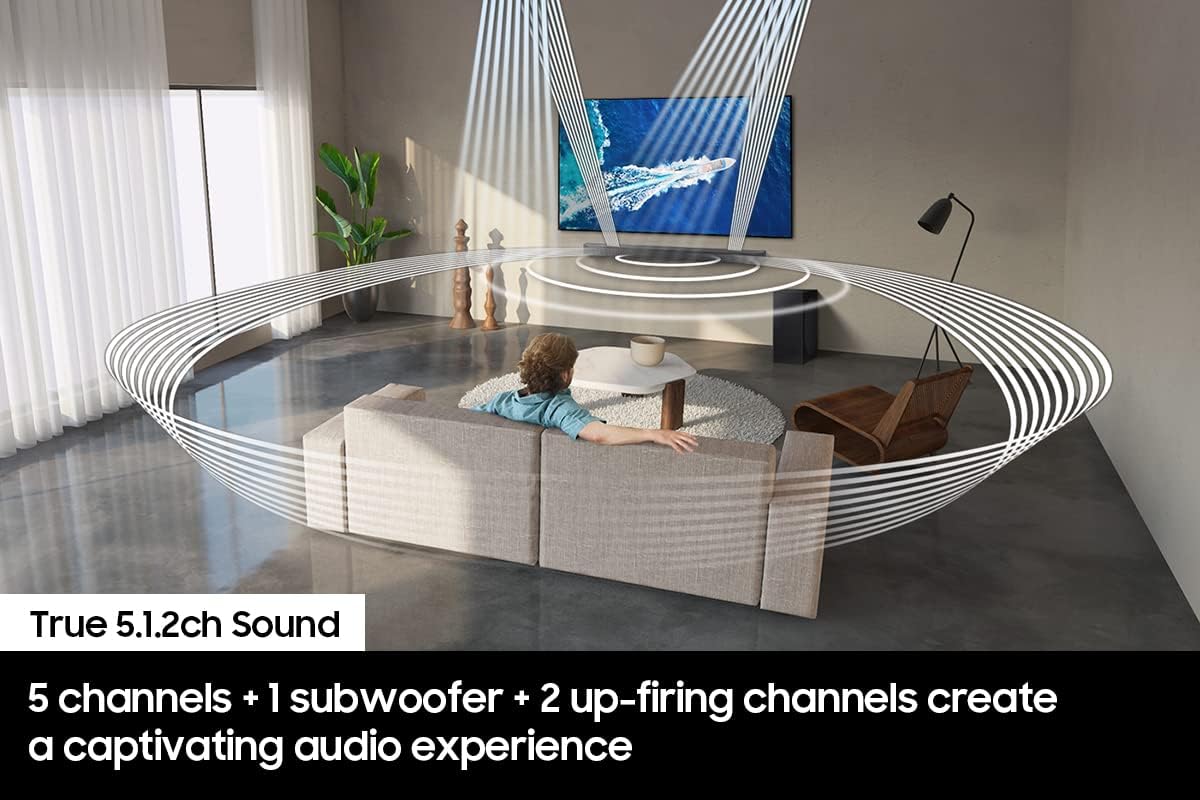 SAMSUNG HW-Q800B/ZA 5.1.2ch Soundbar w/ Wireless Dolby Atmos, DTS:X, Q Symphony, SpaceFit Sound, Built In Voice Assistant, AirPlay 2, Game Pro Mode