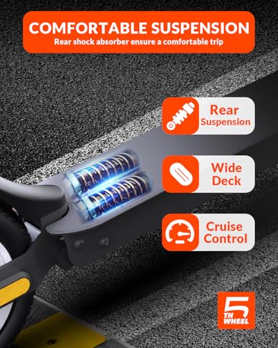 5TH WHEEL V30PRO Electric Scooter, 10" Solid Tires, 350W Motor & 18 MPH, 19.9 Miles Range E-Scooter with E-Lock, Dual Brakes and Suspension