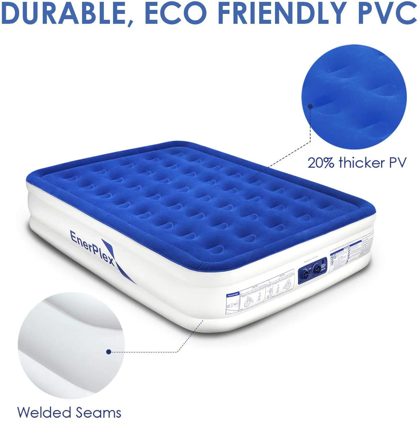 EnerPlex Luxury 16 Inch Double High Air Mattress with Built in Pump, Queen