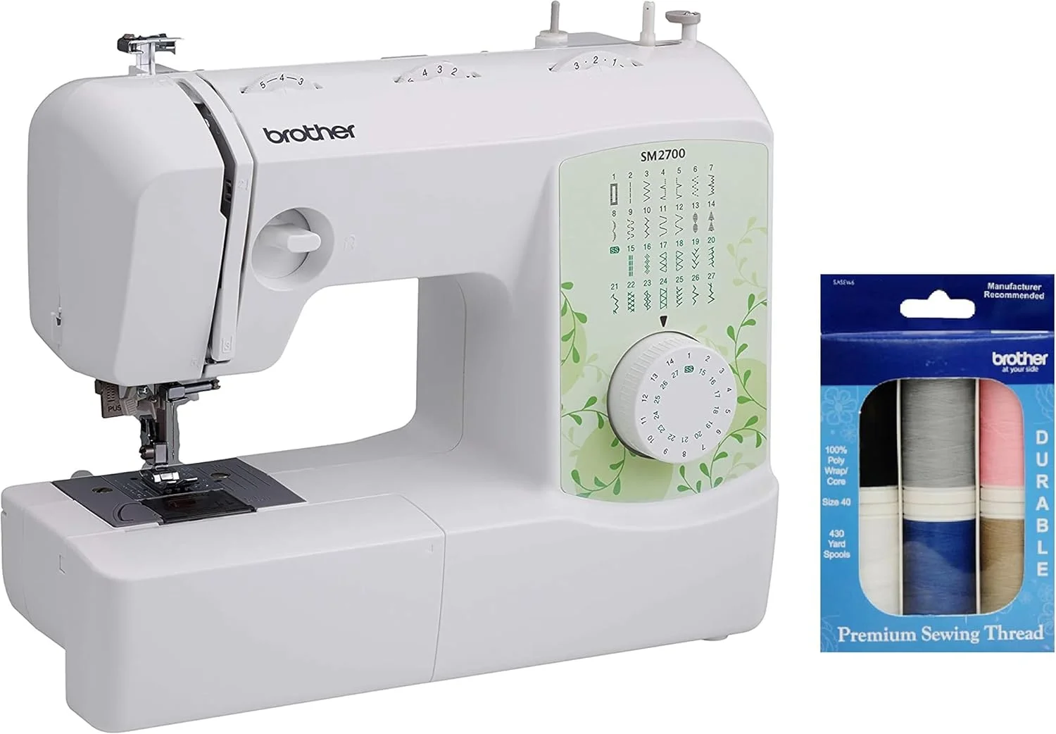 Brother SM2700 27-Stitch Free Arm Sewing Machine and 6-Piece Premium Sewing Thread Pack - Curated Treasures Market