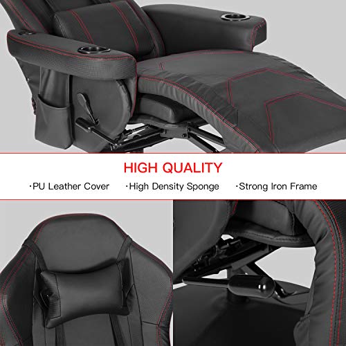 Modern-Depo Gaming Recliner Chair with Speakers, Massage, High Back, Cupholder, Headrest, Lumbar Support