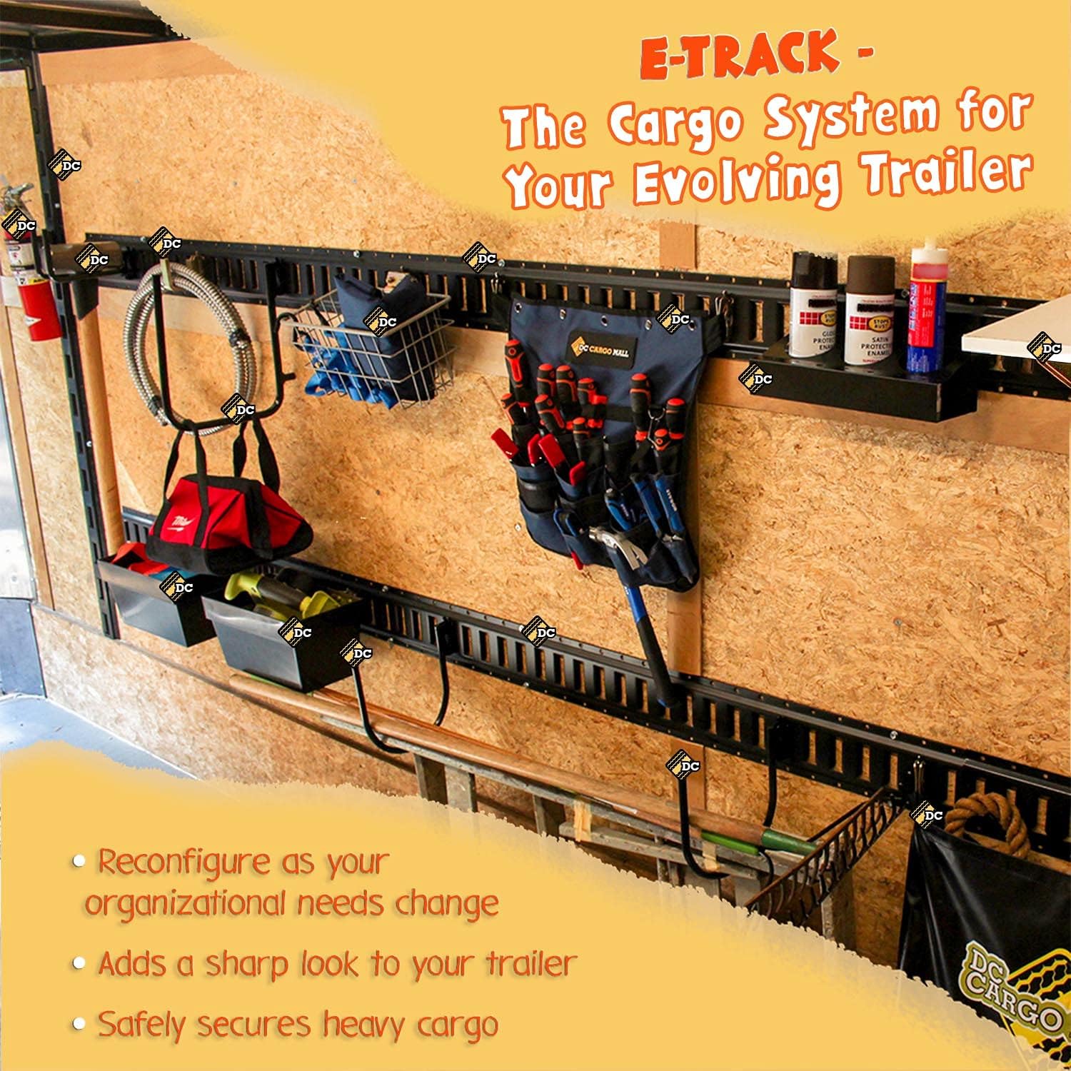 DC Cargo Mall E-Track Fire Extinguisher Brackets for Truck and Trailer - for 2.5 lb. Fire Extinguishers - Quick-Release Technology