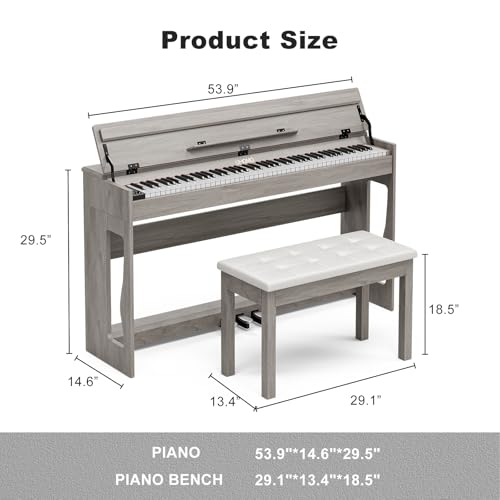 UMOMO 88 Weighted Key Digital Piano with Duet Piano Bench