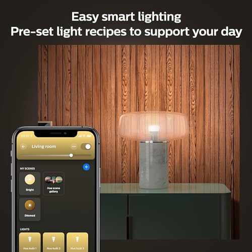 Philips Hue 75W A19 White and Color Ambiance LED Smart Color-Changing Bulb - Pack of 4 - E26 Indoor - Control with Hue App - Compatible with Alexa