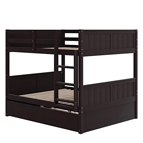 SOFTSEA Twin Over Full Bunk Bed with Slide, Solid Wood Bunk Beds with Stairs for Kids