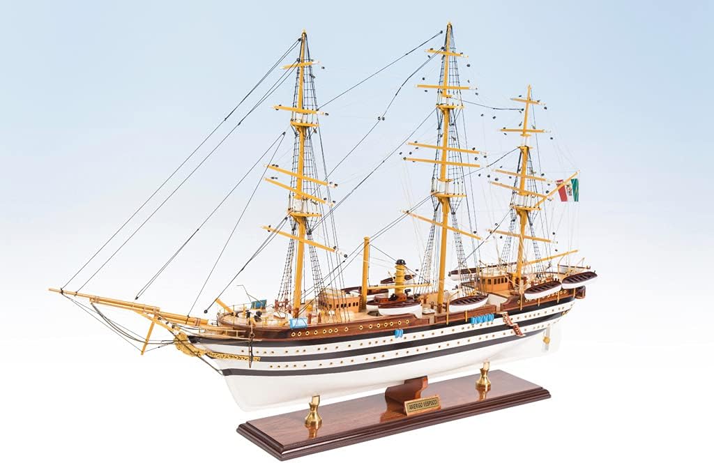 Seacraft Gallery Amerigo Vespucci Wooden Model Ship 34.6"- Fully Assembled Handcrafted Large Ship Model D&eacute;cor