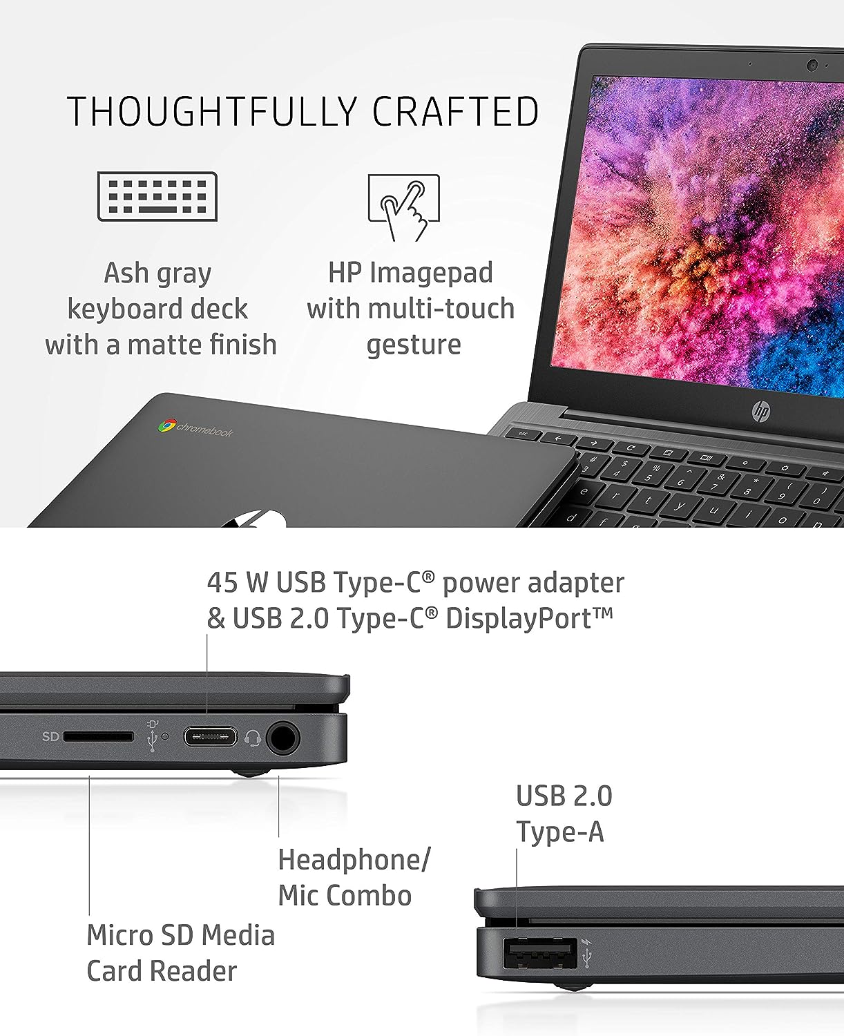 HP Chromebook 11-inch Laptop - MediaTek - MT8183 - 4 GB RAM - 32 GB eMMC Storage - 11.6-inch HD Display - with Chrome OS&trade; - (11a-na0010nr