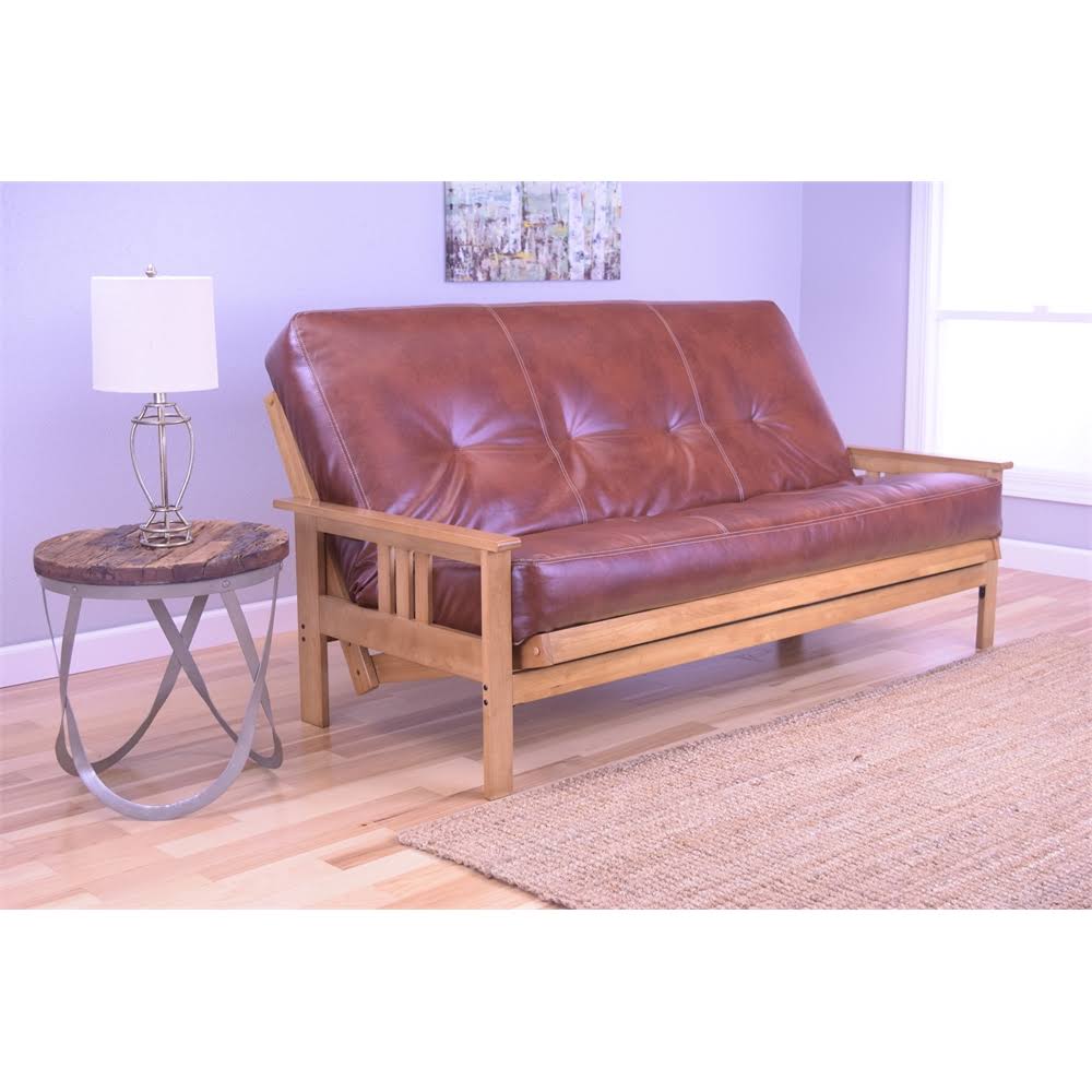 Kodiak Monterey Butternut Full Futon Frame with Oregon Trail Saddle Mattress