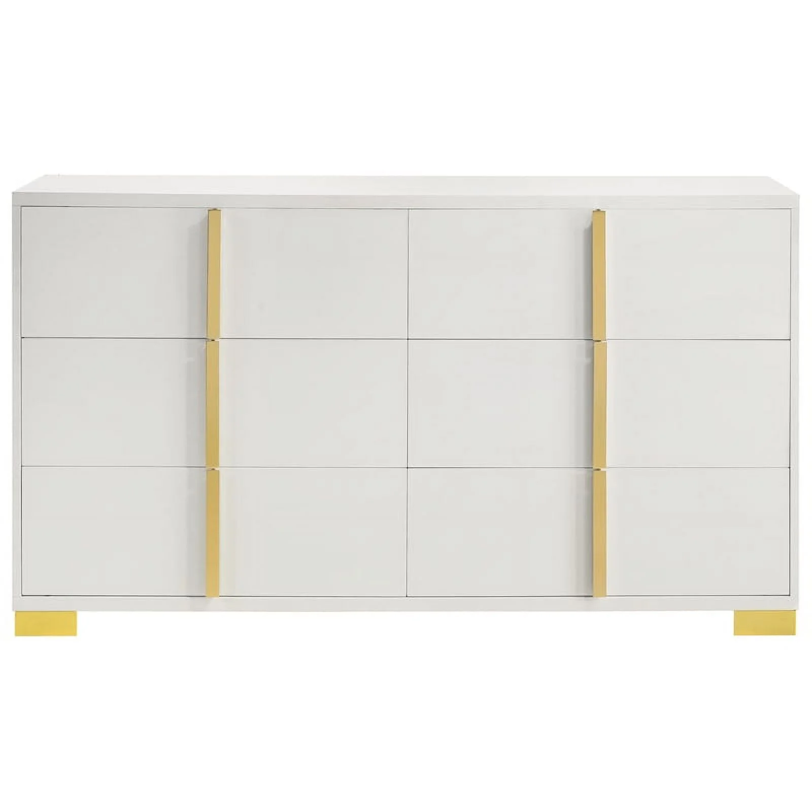 Pemberly Row 5-piece Contemporary Wood Queen Bedroom Set White and Gold