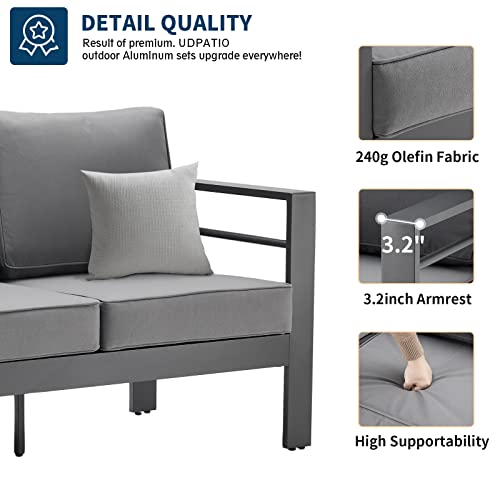 UDPATIO 8 Piece Aluminum Patio Furniture Set, Oversized Modern Outdoor Furniture Set with Olefin Fabric Cushion for Patio Deck Backyard