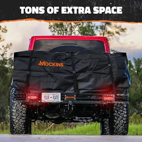 Mockins XXL 72"x36"x6" Folding Trailer Hitch Cargo Carrier w/ 50 CuFt Waterproof Cargo Bag for Hitch Carrier | 500 Lbs Cap Luggage Rack for SUV Car &