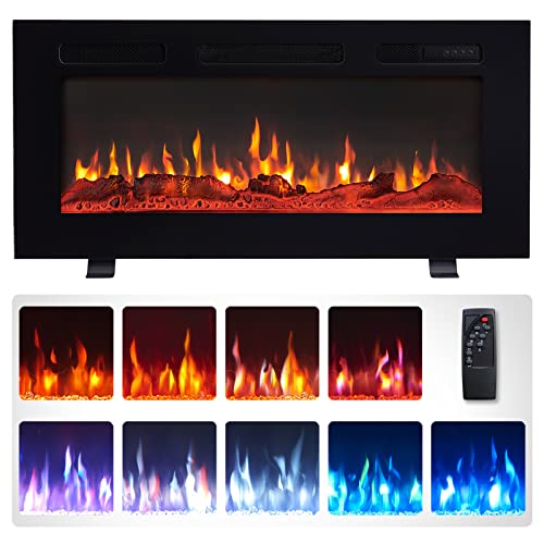 Efiretric® Grace 50" W 3 in 1 Electric Fireplace (EF451), Freestanding, Wall Mounted, Recessed, 9 Colors Flame Effect, TV Media Wall