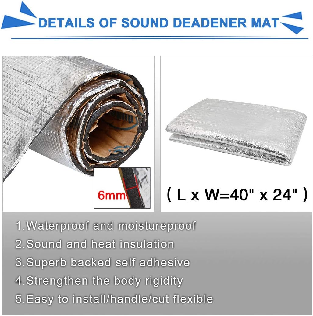 uxcell 236mil 16.36sqft Car Auto Truck Sound Deadener Heat Insulation Underlay Shield Mat 60x40