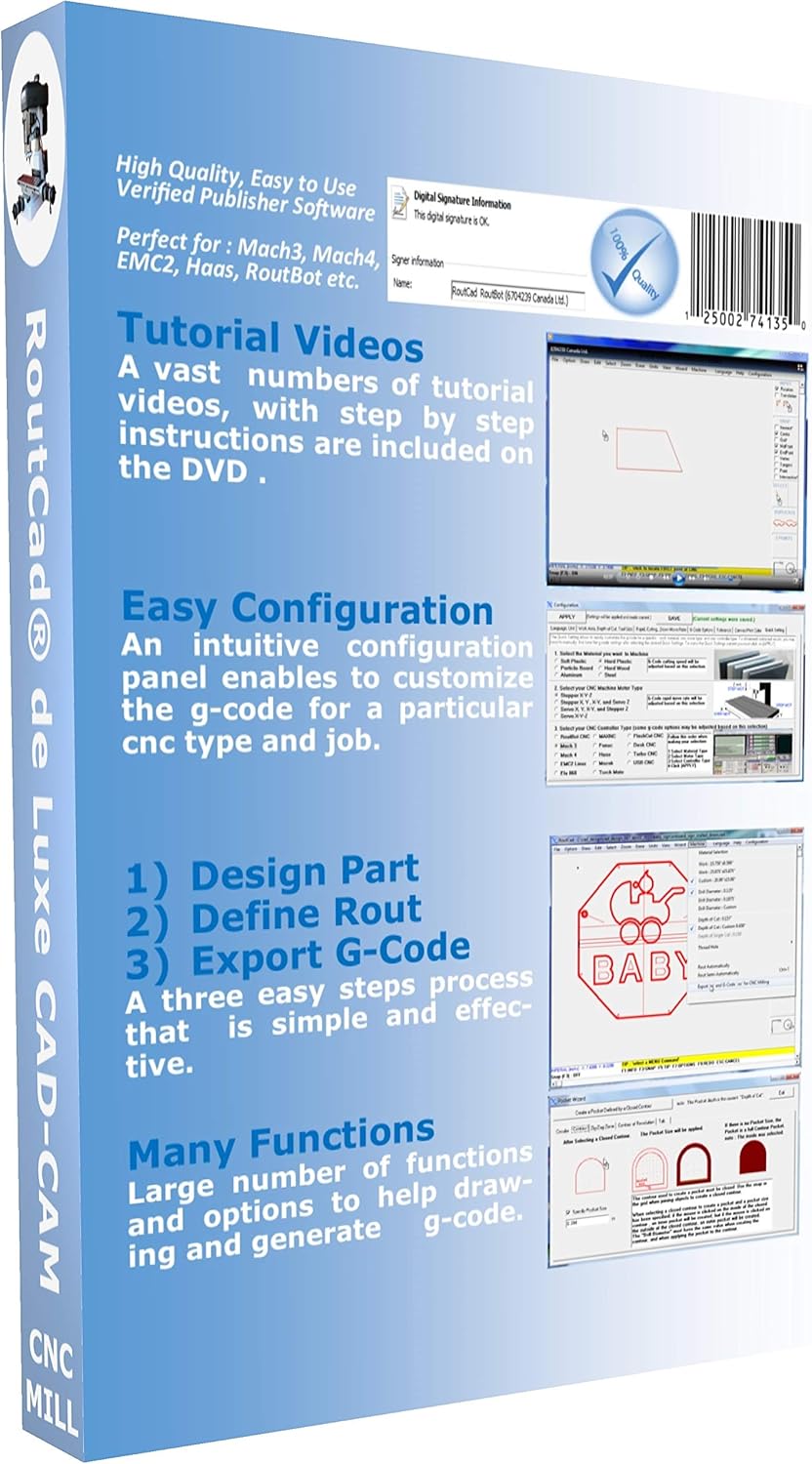 CAD-CAM CNC Mill Software for Mach 3-4, Linux CNC, EMC2, Fanuc, CNC 3040. Design your part and generate the g-code with a single easy to use software