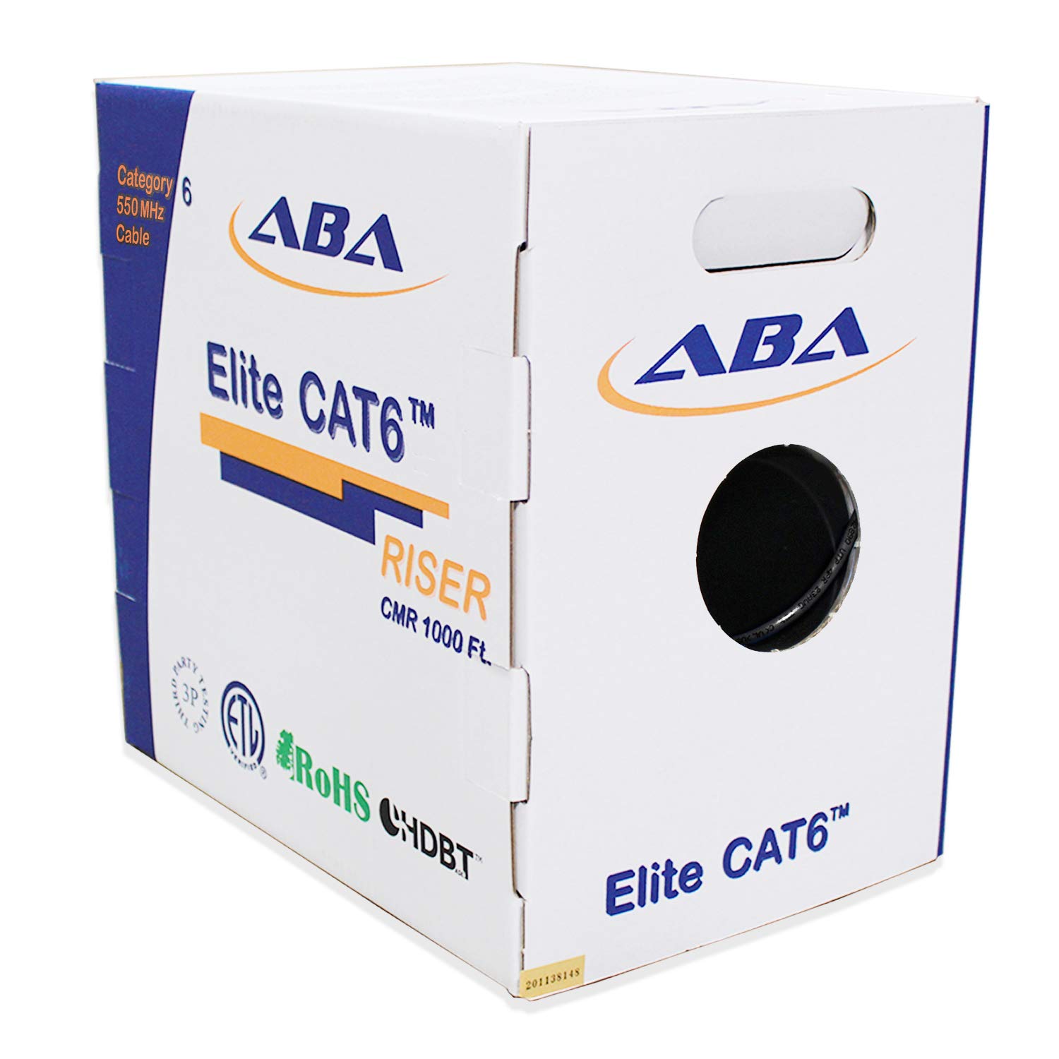 Cat6 Riser (CMR), Ethernet Cable 1000ft, Blue, No Spline, Unshielded Twisted Pair (UTP) 23AWG, Solid Pure Bare Copper, 550MHz, UL Certified