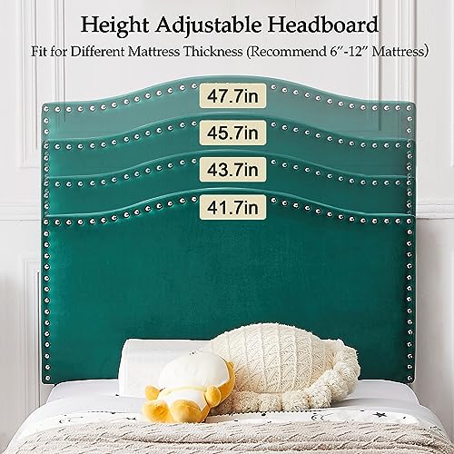 VECELO Twin Bed Frame Platform Bed Frame with Upholstered Headboard, Strong Frame and Wooden Slats Support, Strong Weight Capacity